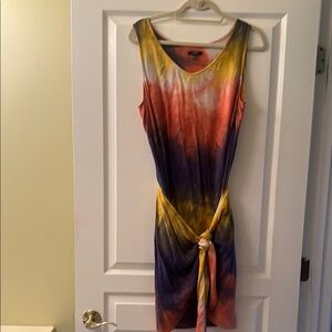 DREW Tie Dye Faux Wrap Mini Dress